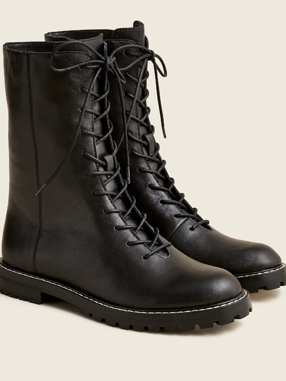 Gwen lug-sole leather lace-up tall shaft boots